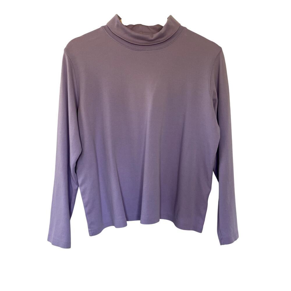 Lands' End purple lilac turtleneck sweater cotton women's size medium petite